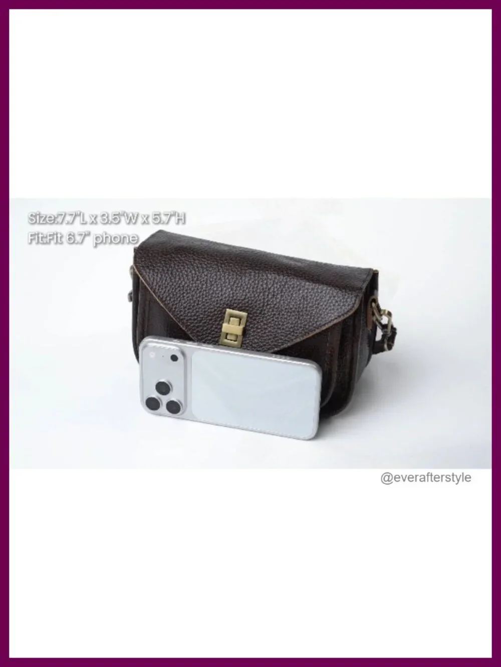 Genuine Leather Crossbody Bag Small Purse Multi-Pocket Adjustable Strap